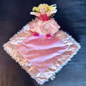 Mud Pie Baby Girl Plush Ballerina Doll/Rattle With Blanket - Pink Fuzzy Blankie